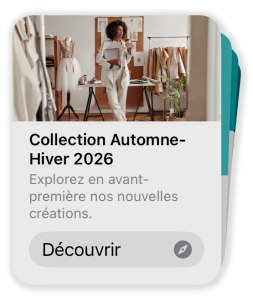 Prévisualisation de la première carte d'un carrousel RCS présentant la nouvelle collection automne-hiver d'une marque fictive