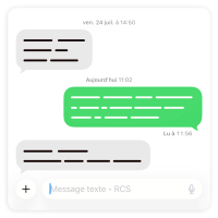 Échange de messages RCS entre un iPhone et un appareil Android.